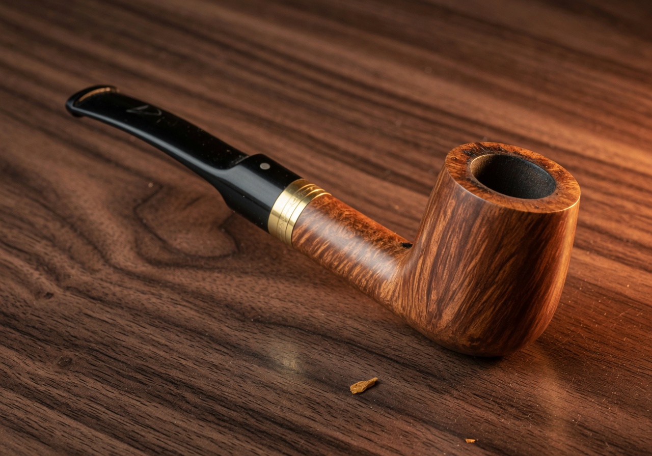 Classic straight briar pipe with warm grain